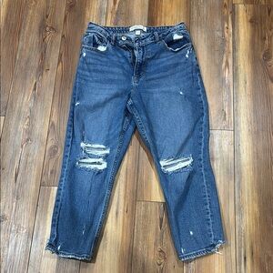 Abercrombie & Fitch High Rise Distressed Dark Blue Jeans